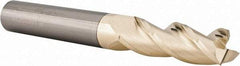 Accupro - 1/2", 1-1/2" LOC, 1/2" Shank Diam, 4" OAL, 3 Flute, Solid Carbide Square End Mill - Single End, ZrN Finish, Spiral Flute, 37° Helix, Centercutting, Right Hand Cut, Right Hand Flute - USA Tool & Supply