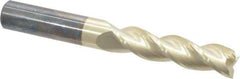 Accupro - 1/2", 2" LOC, 1/2" Shank Diam, 4" OAL, 3 Flute, Solid Carbide Square End Mill - Single End, ZrN Finish, Spiral Flute, 37° Helix, Centercutting, Right Hand Cut, Right Hand Flute - USA Tool & Supply