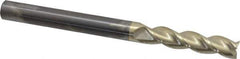 Accupro - 1/2", 2-1/4" LOC, 1/2" Shank Diam, 6" OAL, 3 Flute, Solid Carbide Square End Mill - Single End, ZrN Finish, Spiral Flute, 37° Helix, Centercutting, Right Hand Cut, Right Hand Flute - USA Tool & Supply