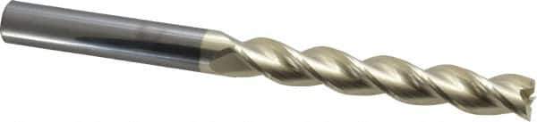 Accupro - 1/2", 3-1/4" LOC, 1/2" Shank Diam, 6" OAL, 3 Flute, Solid Carbide Square End Mill - Single End, ZrN Finish, Spiral Flute, 37° Helix, Centercutting, Right Hand Cut, Right Hand Flute - USA Tool & Supply