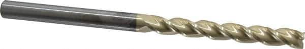 Accupro - 1/2", 4" LOC, 1/2" Shank Diam, 8" OAL, 3 Flute, Solid Carbide Square End Mill - Single End, ZrN Finish, Spiral Flute, 37° Helix, Centercutting, Right Hand Cut, Right Hand Flute - USA Tool & Supply