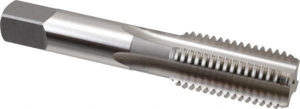 OSG - 7/8-9 UNC 3B 4 Flute Bright Finish High Speed Steel Straight Flute Standard Hand Tap - Bottoming, Right Hand Thread, 4-11/16" OAL, 2-7/32" Thread Length, H4 Limit, Oversize - Exact Industrial Supply