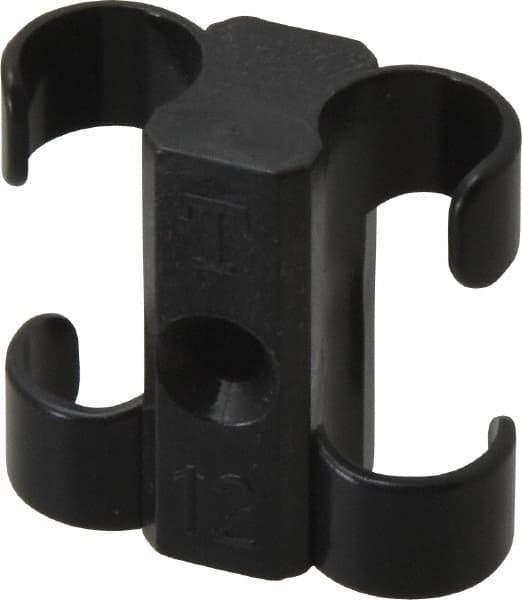 Midwest Control - 1/2 to 5/8 Hose OD, Multitube Holder - Black, 2 Slots, 1.33" OAL, 0.17" Mounting Hole, For Use With Tubes, Wires, Hose & Pipe - USA Tool & Supply