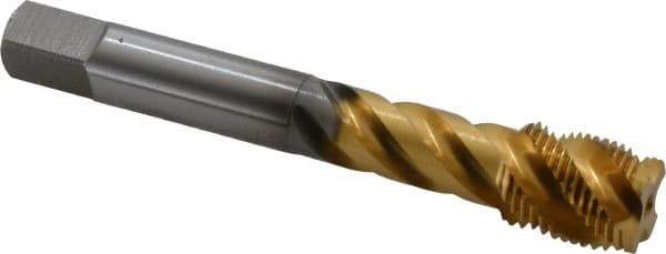 OSG - 5/8-18 UNF 4 Flute 2B Modified Bottoming Spiral Flute Tap - Vanadium High Speed Steel, TiN Finish, 100mm OAL, Right Hand Flute, Right Hand Thread - USA Tool & Supply