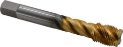 OSG - 5/8-18 UNF 4 Flute 2B Modified Bottoming Spiral Flute Tap - Vanadium High Speed Steel, TiN Finish, 100mm OAL, Right Hand Flute, Right Hand Thread - USA Tool & Supply
