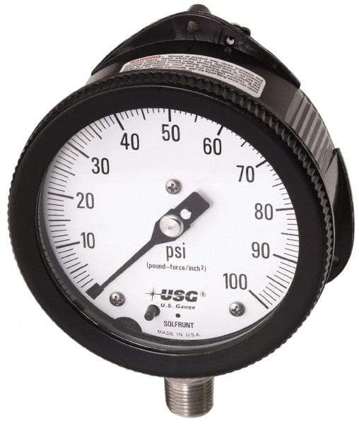 Ametek - 6" Dial, 1/2 Thread, 0-300 Scale Range, Pressure Gauge - Lower Connection Mount, Accurate to 0.5% of Scale - USA Tool & Supply