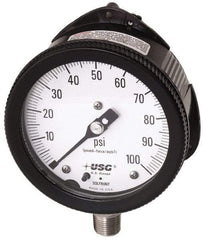 Ametek - 6" Dial, 1/2 Thread, 0-200 Scale Range, Pressure Gauge - Lower Back Connection Mount, Accurate to 0.5% of Scale - USA Tool & Supply