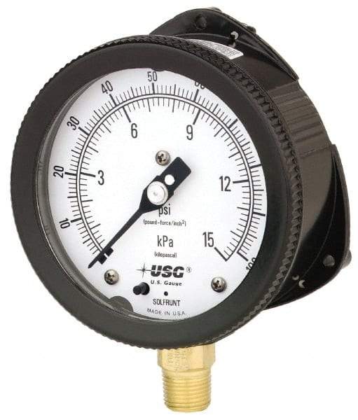 Ametek - 6" Dial, 1/2 Thread, 0-300 Scale Range, Pressure Gauge - Lower Connection Mount, Accurate to 0.5% of Scale - USA Tool & Supply