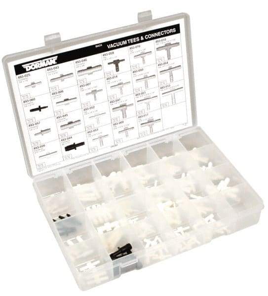 Dorman - 115 Piece, 1/8 to 5/16" Vacuum Tees & Connectors - Plastic - USA Tool & Supply