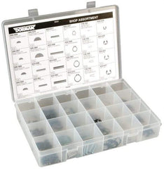 Dorman - 260 Piece E Style External Retaining Ring, Hair Pin Clip, Spring Pin & Woodruff Key Assortment - Spring Steel - USA Tool & Supply