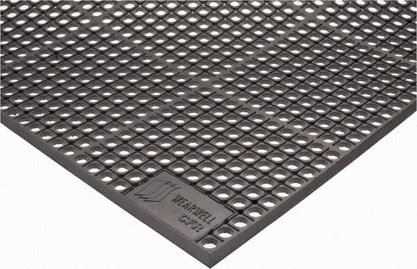 Wearwell - 5' Long x 3' Wide, Dry/Wet Environment, Anti-Fatigue Matting - Gray, CFR Rubber with Rubber Base, Beveled on 4 Sides - USA Tool & Supply