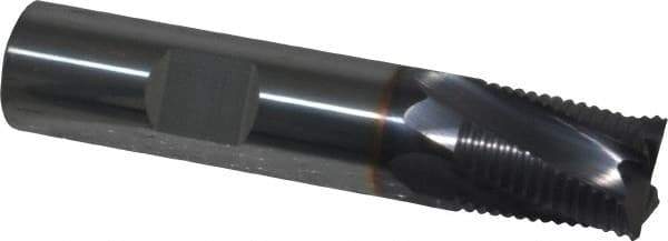 Niagara Cutter - 5/8" Diam, Fine Pitch, 3/4" LOC, 4 Flute Solid Carbide Corner Chamfer Roughing End Mill - AlTiN Finish, 3" OAL, 5/8" Shank Diam, Single End, Centercutting, 20° Helix - USA Tool & Supply