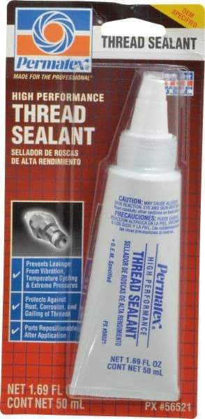 Permatex - 50 mL Tube, White, Paste High Strength Threadlocker - Series 565 - USA Tool & Supply