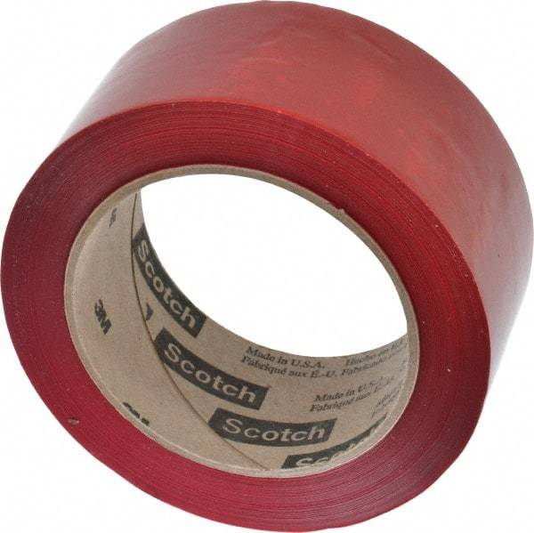 3M - 2" x 110 Yd Red Rubber Adhesive Sealing Tape - Polypropylene Film Backing, 1.9 mil Thick, 44 Lb Tensile Strength, Series 371 - USA Tool & Supply