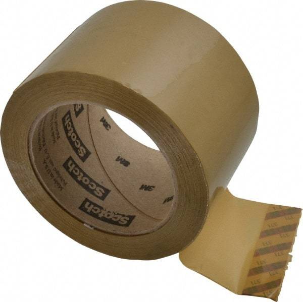 3M - 3" x 110 Yd Natural (Color) Rubber Adhesive Sealing Tape - Polypropylene Film Backing, 1.9 mil Thick, 44 Lb Tensile Strength, Series 371 - USA Tool & Supply