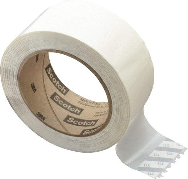 3M - 2" x 110 Yd White Rubber Adhesive Sealing Tape - Polypropylene Film Backing, 1.9 mil Thick, 44 Lb Tensile Strength, Series 371 - USA Tool & Supply