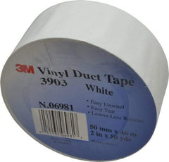 3M - 2" x 50 Yds White Duct Tape - 6.5 mil, Rubber Adhesive, Vinyl Backing, 12.6 Lb/ln Tensile Strength, 200°F Max, Series 3903 - USA Tool & Supply