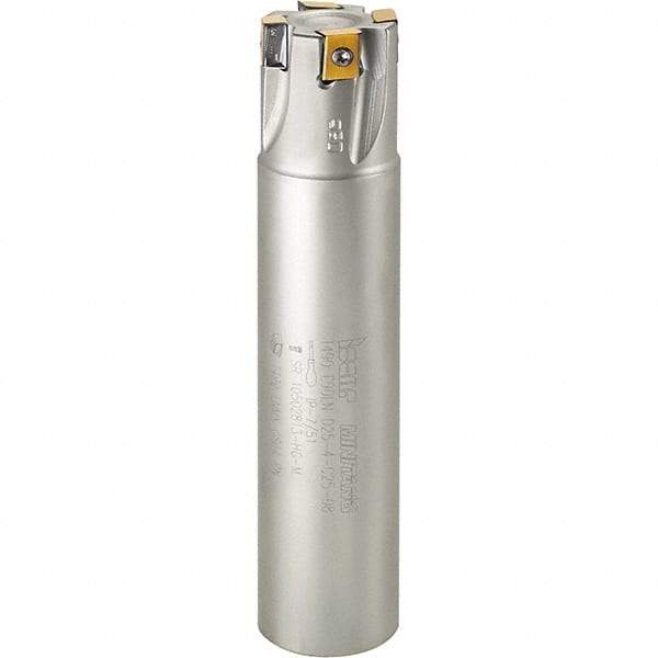 Iscar - 1-1/2" Cut Diam, 0.315" Max Depth of Cut, 1" Shank Diam, 4" OAL, Indexable Square Shoulder Helical End Mill - T490 LN.T 0804 Inserts, Weldon Shank, 90° Lead Angle, Through Coolant, Series Helitang - USA Tool & Supply