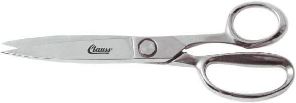 Clauss - 7" LOC, 10" OAL Chrome Plated Trimmers - Steel Straight Handle, For Paper, Fabric - USA Tool & Supply