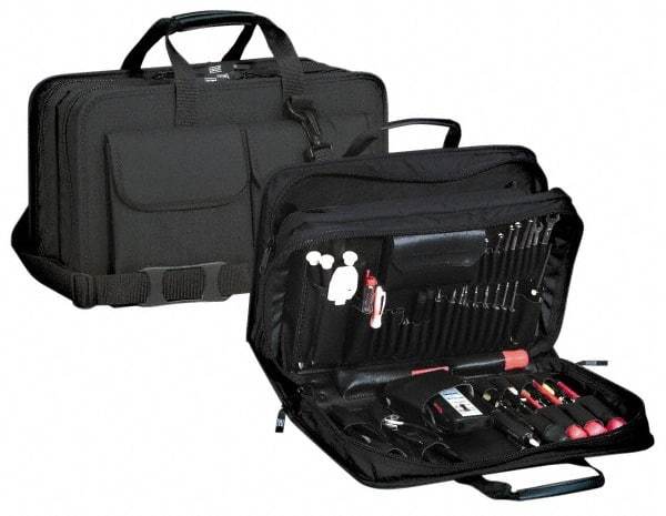 Platt - 17" Wide x 6" High, Tool & Laptop/Tablet Attache - Black, Nylon - USA Tool & Supply