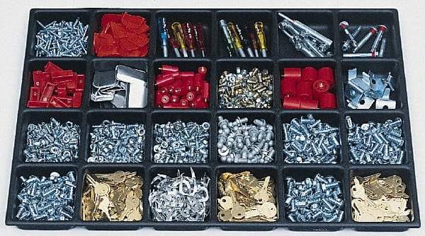Kennedy - Tool Box Durable ABS Plastic Organizer - 18-1/2" Deep x 4" High, Black, For 34" Cabinets - USA Tool & Supply