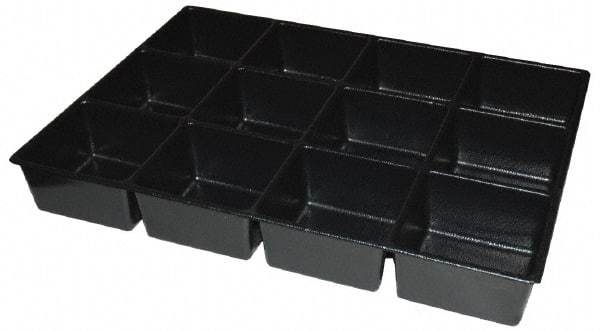 Kennedy - Tool Box Durable ABS Plastic Organizer - 23" Wide x 16-1/2" Deep x 4" High, Black, For 27" Wide Roller Cabinets - USA Tool & Supply