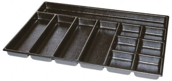Kennedy - Tool Box Durable ABS Plastic Organizer - 25" Wide x 18-1/2" Deep x 2" High, Black, For 29" Wide Roller Cabinets - USA Tool & Supply