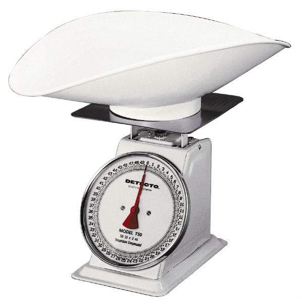 Detecto - 50 Lb. Capacity, Analog Dial Portion Control Scale - 2 Lb. Graduation, 9 x 9" Platform - USA Tool & Supply