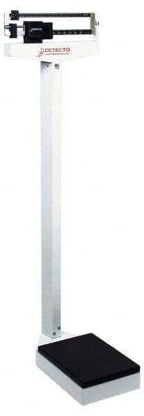 Detecto - Mechanical Beam Display, 350 Lb. Capacity, Eye-Level Mechanical Beam Scale with Height Rod - 4 Ounce/100g Graduation, 59" High, 14-1/2" Platform Length x 10-1/2" Width - USA Tool & Supply