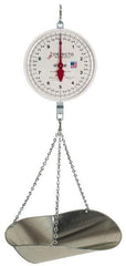 Detecto - 20 Lb. Capacity, 8 Inch Dial Hanging Scale with Galvanized Scoop - 10 Lbs. Graduation, 2 Revolutions - USA Tool & Supply