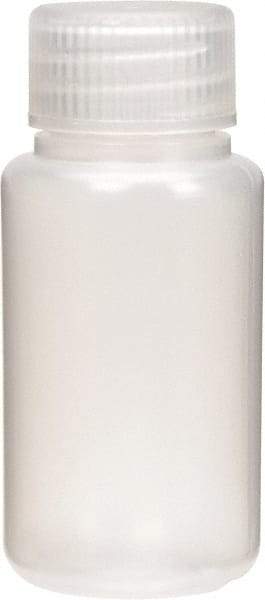 Dynalon Labware - 60 mL Wide-Mouth Bottle - Polyethylene, Translucent, 2.36" High x 3.35" Diam, 3/4" Cap - USA Tool & Supply