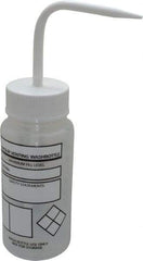 Dynalon Labware - 250 mL Safety Wash Bottle - Polyethylene, Translucent, 9" High x 6-1/2" Diam, 3/4" Cap - USA Tool & Supply