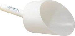 Bel-Art - 64 oz White Polyethylene Round Bottom Scoop - 6" Wide x 6" Deep Bowl, 5" Handle Length, 13" OAL - USA Tool & Supply