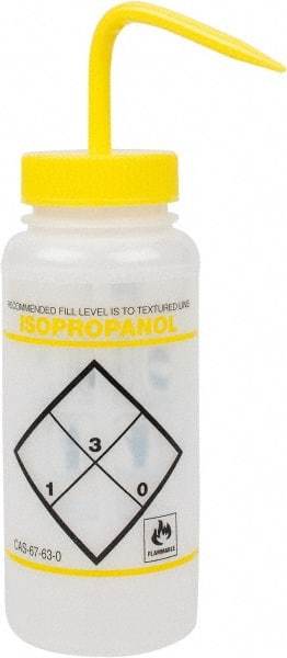 Bel-Art - 16 oz Safety Wash Bottle - Polyethylene, Yellow, 43mm Cap - USA Tool & Supply