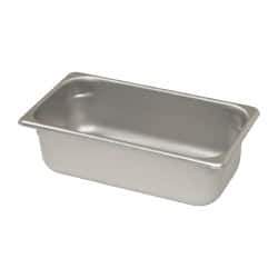 VOLLRATH - Rectangular, Chrome Stainless Steel Food Pan - 4" High x 6.9" Wide x 12.8" Long - USA Tool & Supply