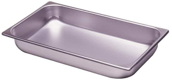 VOLLRATH - Rectangular, Chrome Stainless Steel Food Pan - 2-1/2" High x 12.8" Wide x 20.8" Long - USA Tool & Supply