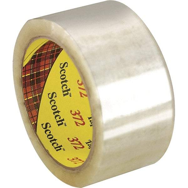 3M - 2" x 55 Yd Clear Rubber Adhesive Sealing Tape - Polypropylene Film Backing, 2.2 mil Thick, 52 Lb Tensile Strength, Series 372 - USA Tool & Supply