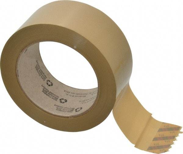 3M - 2" x 110 Yd Natural (Color) Rubber Adhesive Sealing Tape - Polypropylene Film Backing, 1.9 mil Thick, 44 Lb Tensile Strength, Series 371 - USA Tool & Supply