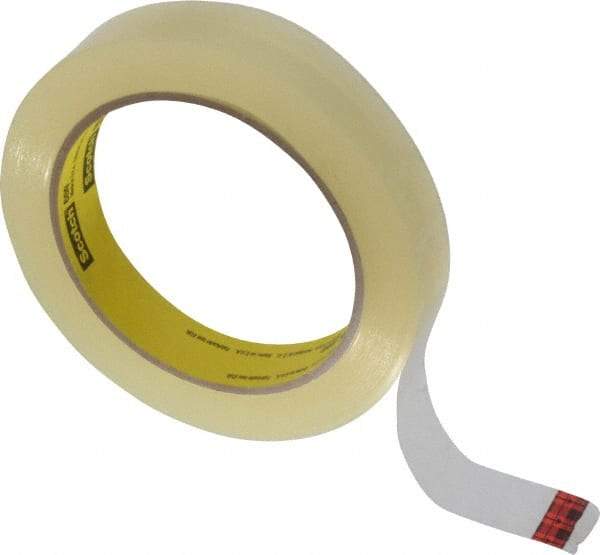 3M - 3/4" x 72 Yd Clear Acrylic Adhesive Packaging Tape - Vinyl Backing, 2.3 mil Thick, 28 Lb Tensile Strength, Series 600 - USA Tool & Supply