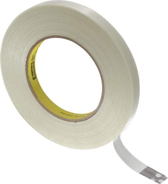 3M - 1/2" x 60 Yd Clear Rubber Adhesive Packaging Tape - Polypropylene Film Backing, 6.6 mil Thick, 380 Lb Tensile Strength, Series 8981 - USA Tool & Supply