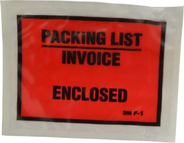 3M - 1,000 Piece, 5-1/2" Long x 4-1/2" Wide, Envelope - Packing List/Invoice Enclosed, Orange Full Faced - USA Tool & Supply