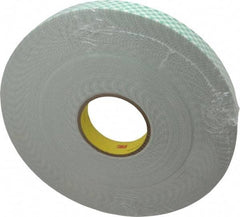 3M - 1" x 36 Yd Acrylic Adhesive Double Sided Tape - 1/16" Thick, Off-White, Urethane Foam Liner, Continuous Roll, Series 4016 - USA Tool & Supply