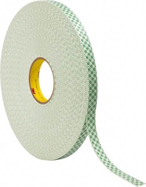 3M - 3/4" x 72 Yd Acrylic Adhesive Double Sided Tape - 1/32" Thick, Off-White, Urethane Foam Liner, Continuous Roll, Series 4032 - USA Tool & Supply