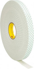 3M - 1" x 72 Yd Acrylic Adhesive Double Sided Tape - 1/32" Thick, Off-White, Urethane Foam Liner, Continuous Roll, Series 4032 - USA Tool & Supply