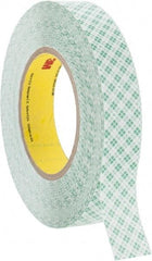 3M - 1" x 36 Yd Rubber Adhesive Double Sided Tape - 9 mil Thick, White, Polyethylene Film Liner, Continuous Roll, Series 9589 - USA Tool & Supply