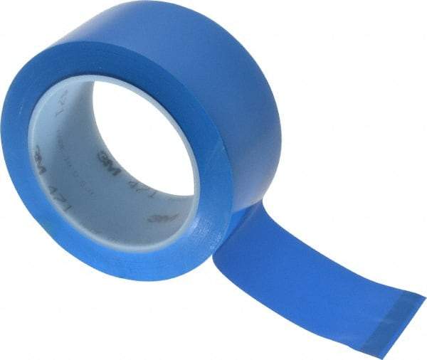 3M - Blue Solid Color Vinyl Tape - 2" Wide x 108' Long x 5.2 mil Thick, General Traffic - USA Tool & Supply