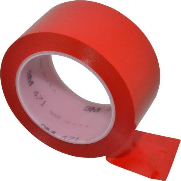 3M - Red Solid Color Vinyl Tape - 2" Wide x 108' Long x 5.2 mil Thick, General Traffic - USA Tool & Supply