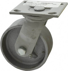 Fairbanks - 5" Diam x 2" Wide, Semi-Steel Swivel Caster - 1,000 Lb Capacity, Top Plate Mount, 4" x 4-1/2" Plate, Plain Bearing - USA Tool & Supply