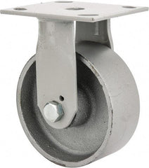 Fairbanks - 5" Diam x 2" Wide, Semi-Steel Rigid Caster - 1,000 Lb Capacity, Top Plate Mount, 4" x 4-1/2" Plate, Plain Bearing - USA Tool & Supply