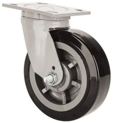 Fairbanks - 6" Diam x 2" Wide x 7-1/4" OAH Top Plate Mount Swivel Caster - Polyurethane, 750 Lb Capacity, Roller Bearing, 4 x 4-1/2" Plate - USA Tool & Supply